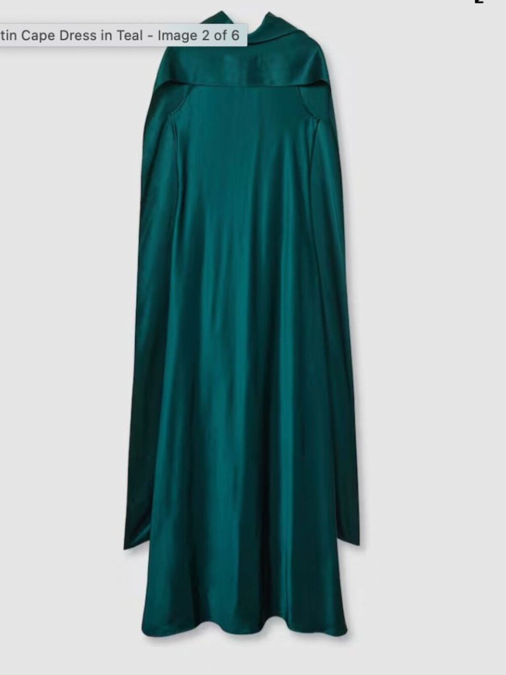 REISS Fae Satin Cape Maxi Dress Gown US 2p/6/10 Teal Emerald Green Satin Event - Picture 5 of 6